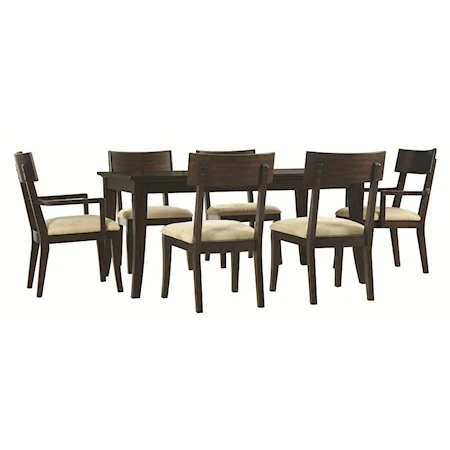 7 Piece Rectangular Dining Table with Side amd Arm Chairs